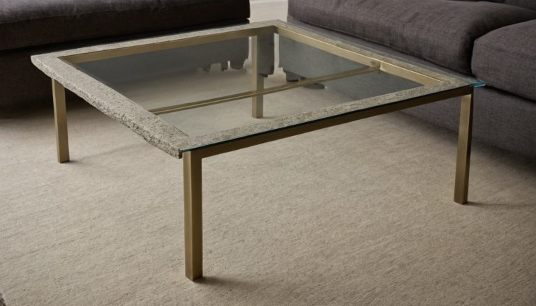 Are glass and stone modern coffee tables safe and manageable in occupied living rooms shown in a luxury residential interior