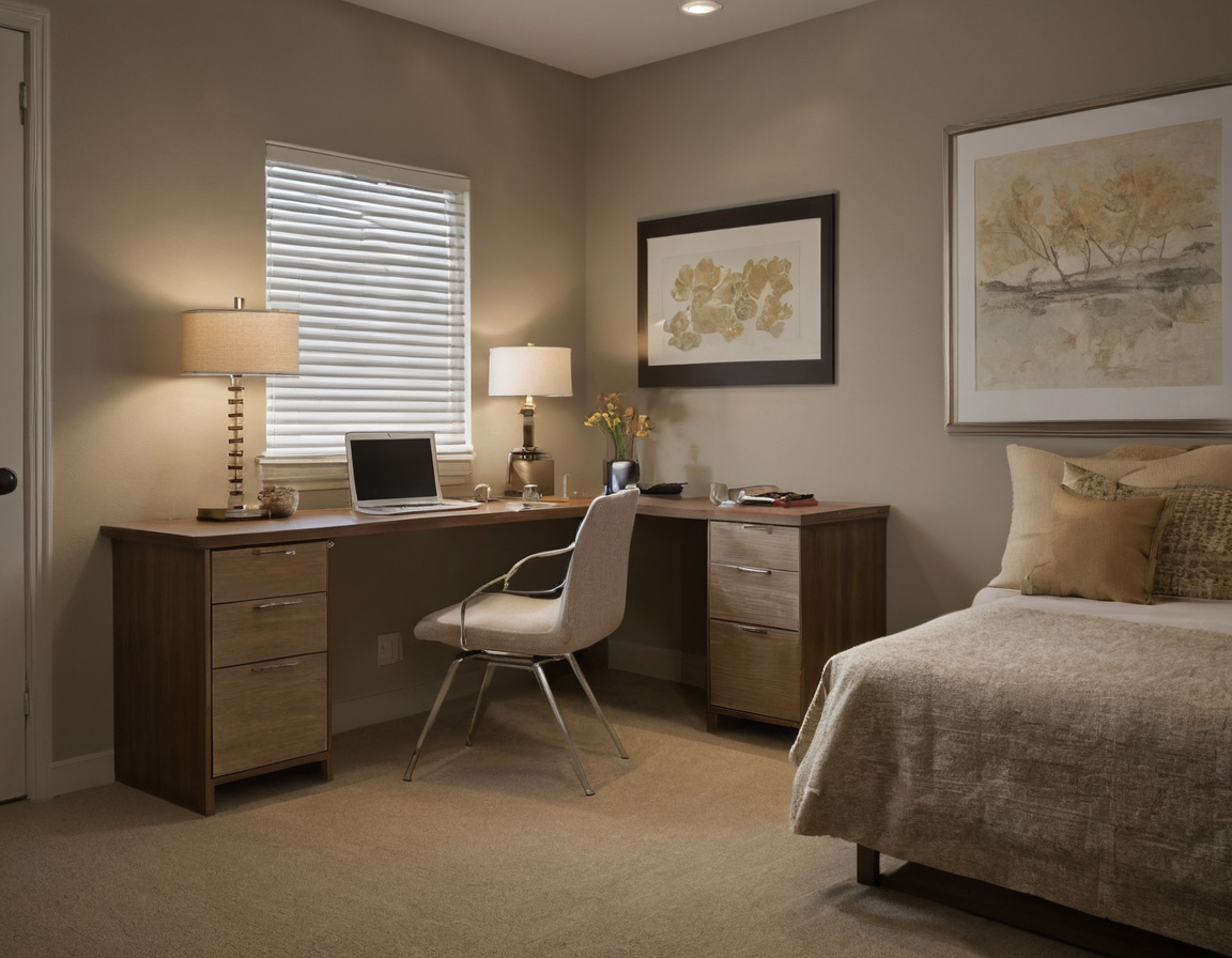 Luxury interior image showing Desk power should reach a wall outlet without creating a trip or overload hazard